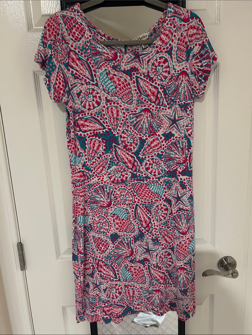 Hatley Pink & Teal Seashell-Print Short Sleeve Dress